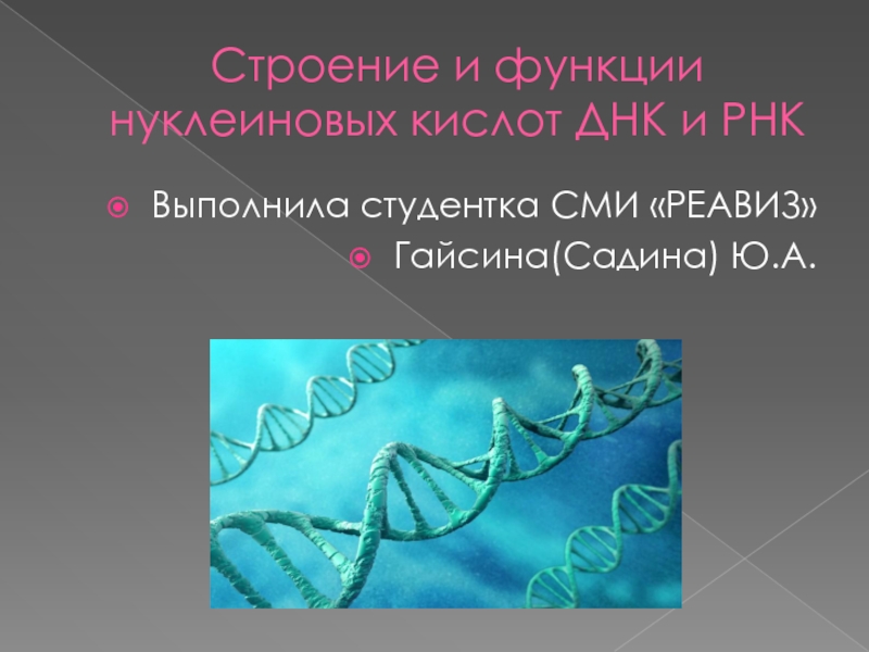 Строение и функции нуклеиновых кислот ДНК и РНК