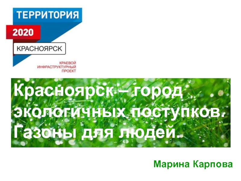 Красноярск – город экологичных поступков.
Газоны для людей.
Марина Карпова