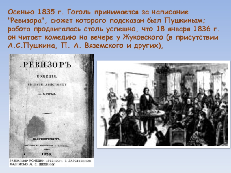 Гоголь написал комедию ревизор. Гоголь 1835. Сюжет Ревизор Гоголь. Пушкин подсказал Гоголю сюжет Ревизора. Гоголь 1835 год события.