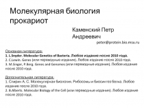 Молекулярная биология прокариот
Каменский Петр