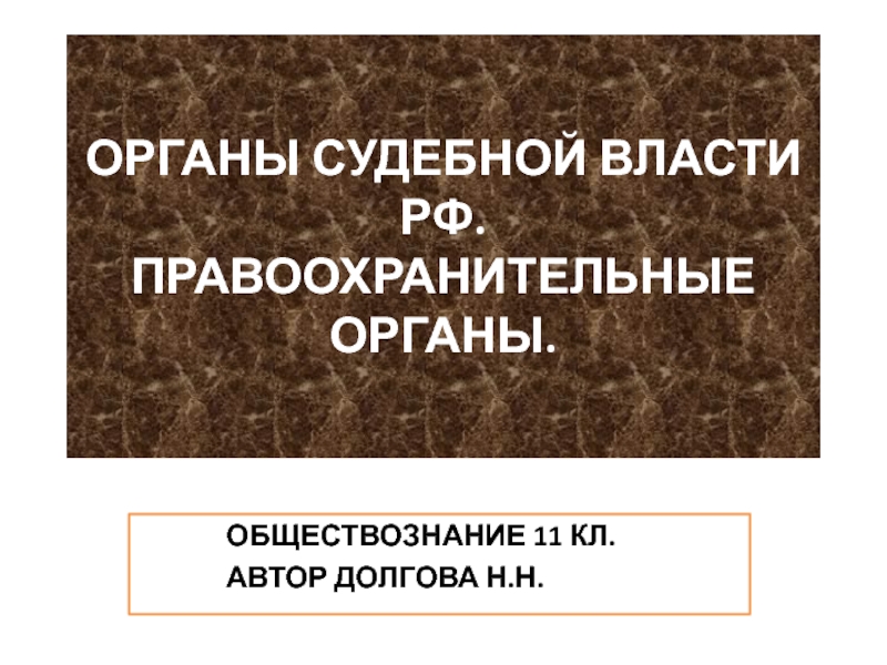 ОРГАНЫ СУДЕБНОЙ ВЛАСТИ РФ. ПРАВООХРАНИТЕЛЬНЫЕ ОРГАНЫ