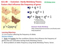 G11.4B – Evolution: Hardy Weinberg Theory
Factors that influence the frequency