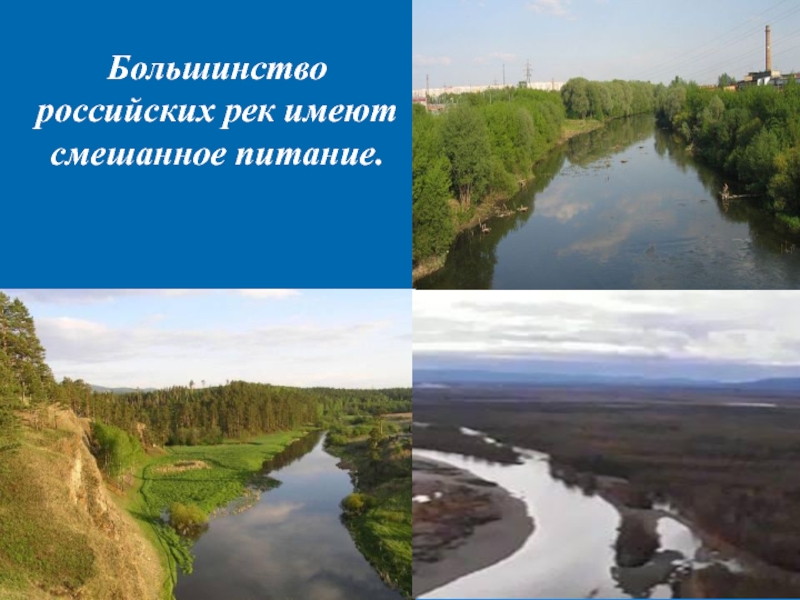 Большинство рек россии текут на. Смешанное питание рек. Реки имеющие смешанное питание. Большинство рек России имеют Тип питания. Большинство рек России имеют питание сме.