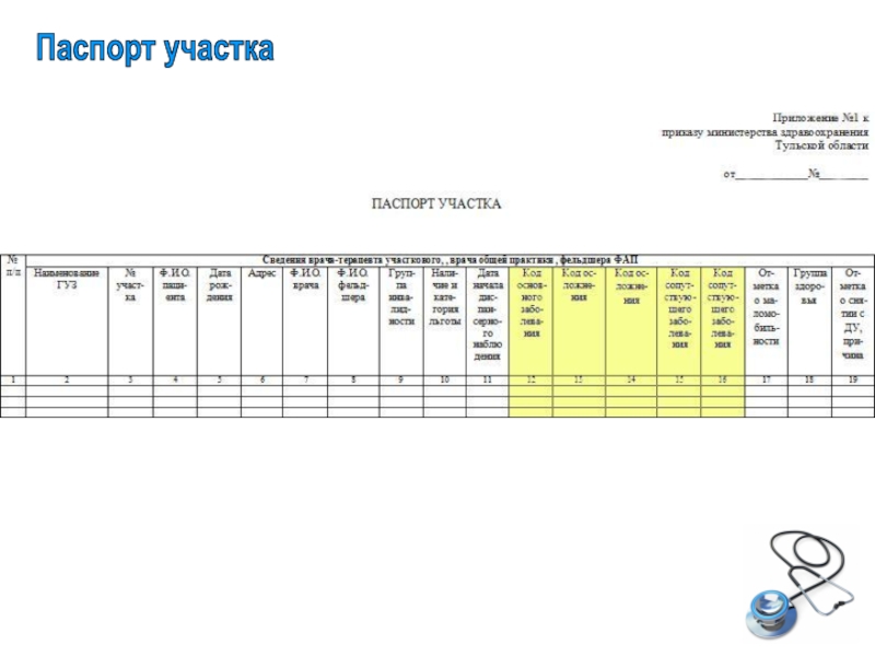 Паспорт участка терапевтический в поликлинике образец заполнения