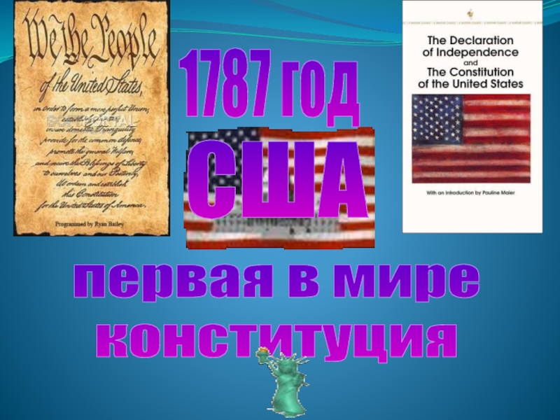 1787 годСШАпервая в мире конституция