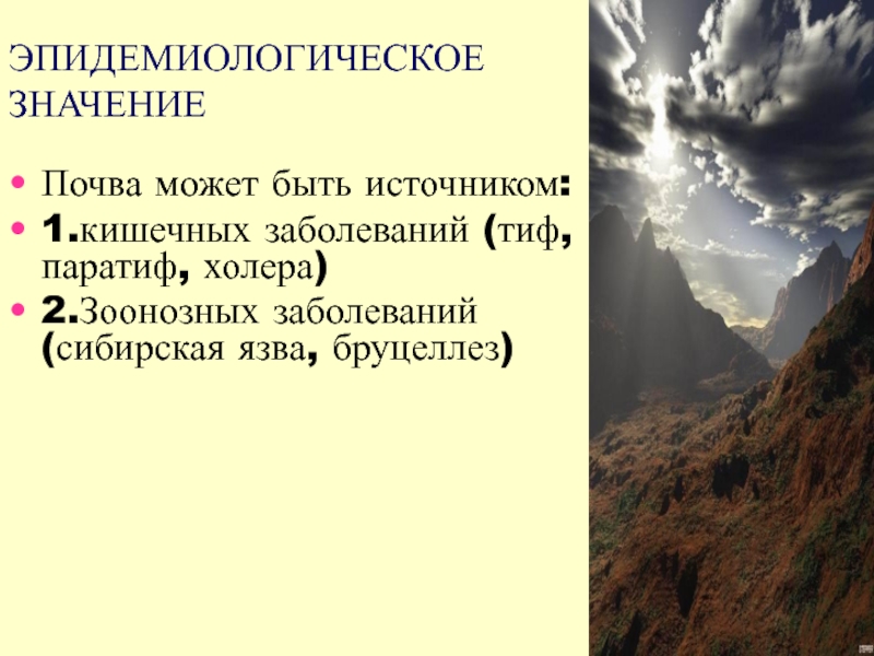 Эпидемиологическое значение почвы презентация