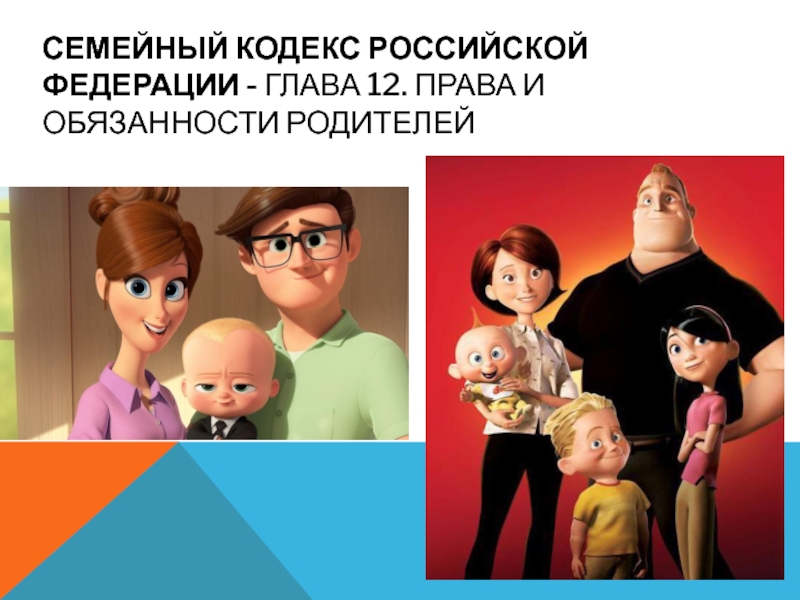 Презентация Семейный кодекс Российской Федерации -  Глава 12. Права и обязанности родителей