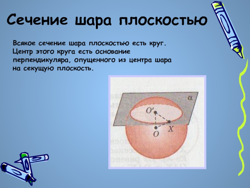 Найти площадь сечения шара плоскостью. Всякое сечение шара плоскостью есть. Сечение шара. Всякое сечение шара есть круг. Сечение шара плоскостью есть окружность.