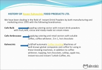 HISTORY OF Asven Kahveciniz FOOD PRODUCTS LTD