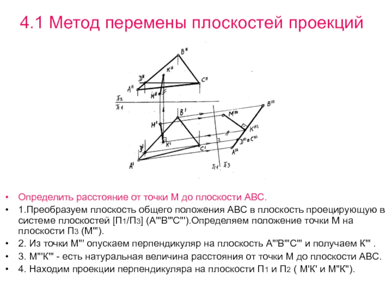 Расстояние от точки до плоскости презентация