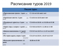 Расписание туров 201 9