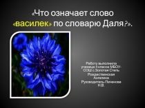 Что означает слово василек по словарю Даля? 4 класс