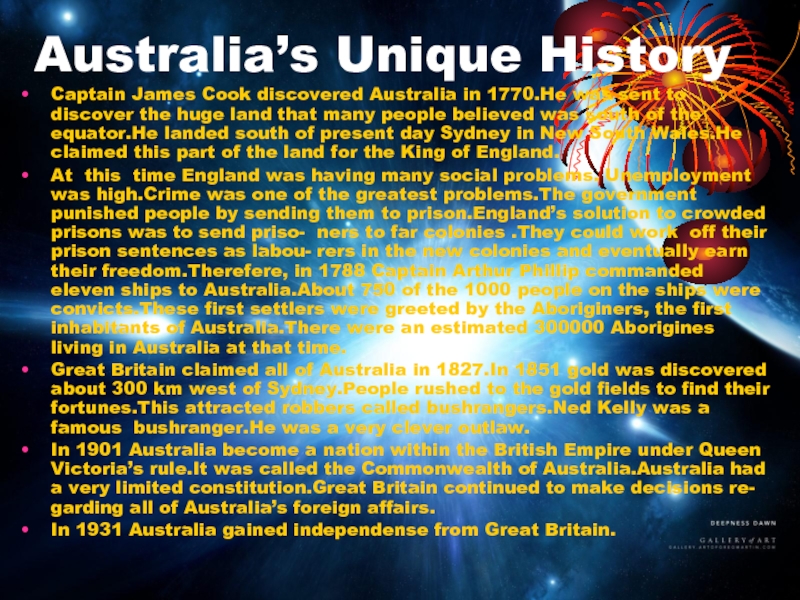 James Cook discovered Australia. Перевод текста Captain James Cook discovered Australia in 1770. About Australia. Who discovered Australia.