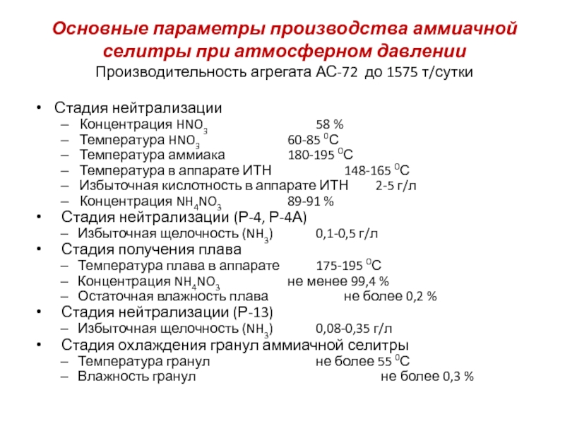 Параметры производства