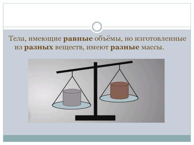 Какое тело обладает больше. Тела имеющие равные объемы но изготовленные из разных веществ имеют. Равные тела имеют равные объемы. Тела разного объема на весах. Тела равной массы но разного объема.