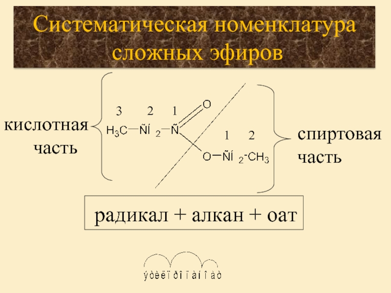 Систематическая номенклатура. Номенклатура сложных эфиров и жиров. Номенклатура сложных эфиров по ИЮПАК. Аминолиз сложных эфиров механизм. Гидрогалогенирование сложных эфиров.