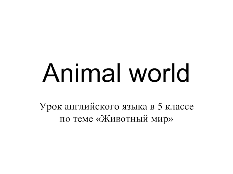 Презентация Animal world