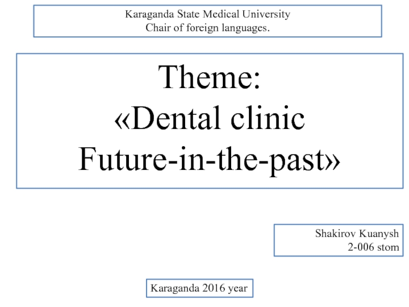 Презентация Theme:  Dental clinic Future-in-the-past