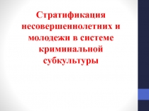 Стратификация несовершеннолетних и молодежи в системе криминальной субкультуры