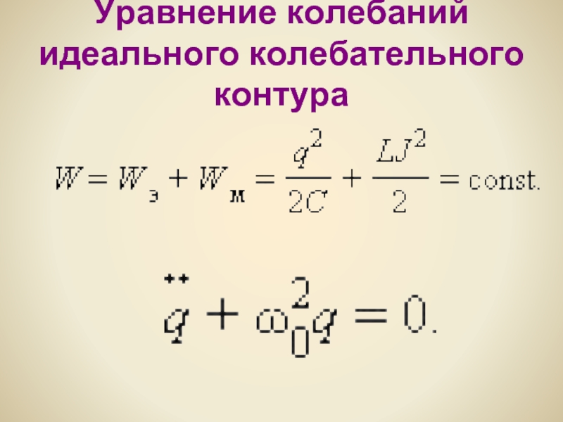 Идеальное колебание. Уравнение колебательного контура. Уравнение колебаний в контуре. Уравнение колебаний в колебательном контуре. Уравнение колебаний идеального колебательного контура.