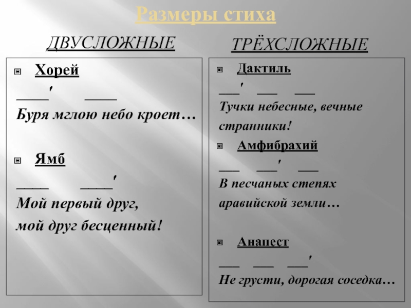 Определите способ рифмовки и стихотворный размер составьте схему тучки небесные вечные странники