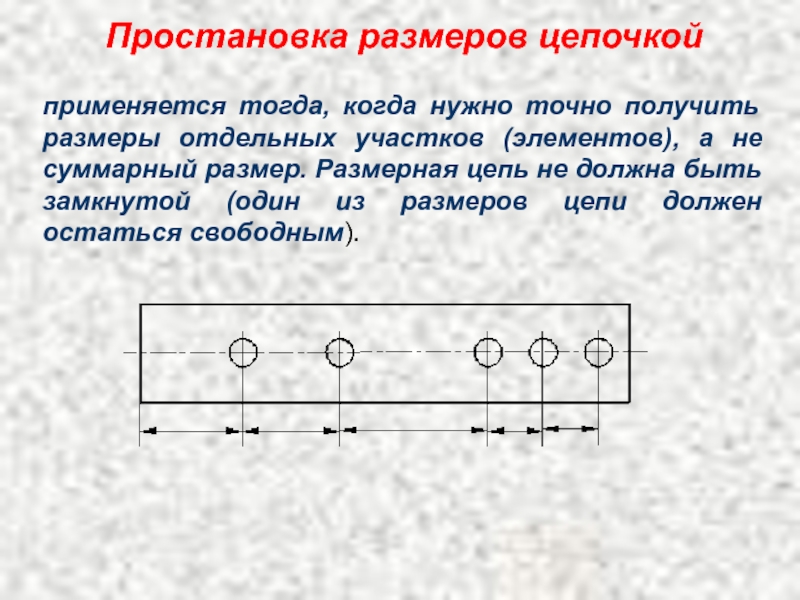 Получаем размер. Постановка размеров цепочкой. Нанесение размеров цепочкой. Цепь размеров на чертеже. Цепочка размеров на чертеже.