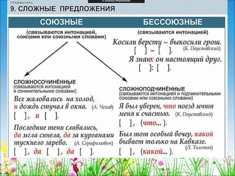 Схемы предложений 9 класс