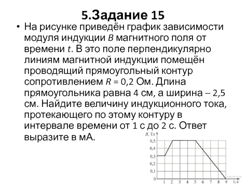 На рисунке приведен график зависимости модуля индукции b магнитного поля от времени