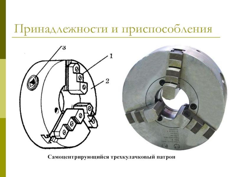 Схема работы самоцентрирующего трехкулачкового патрона