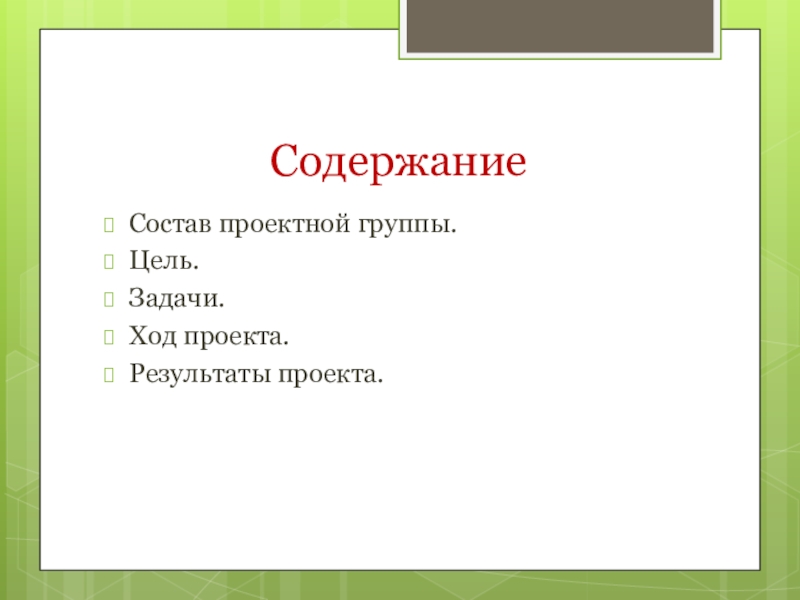 Проект по содержанию