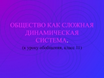 Общество как сложная динамическая система