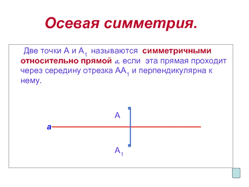 Симметричными называются. Ось симметрии отрезка. Осевая симметрия отрезка. Две точки называются симметричными относительно прямой. Две точки называются симметричными относительно прямой если.