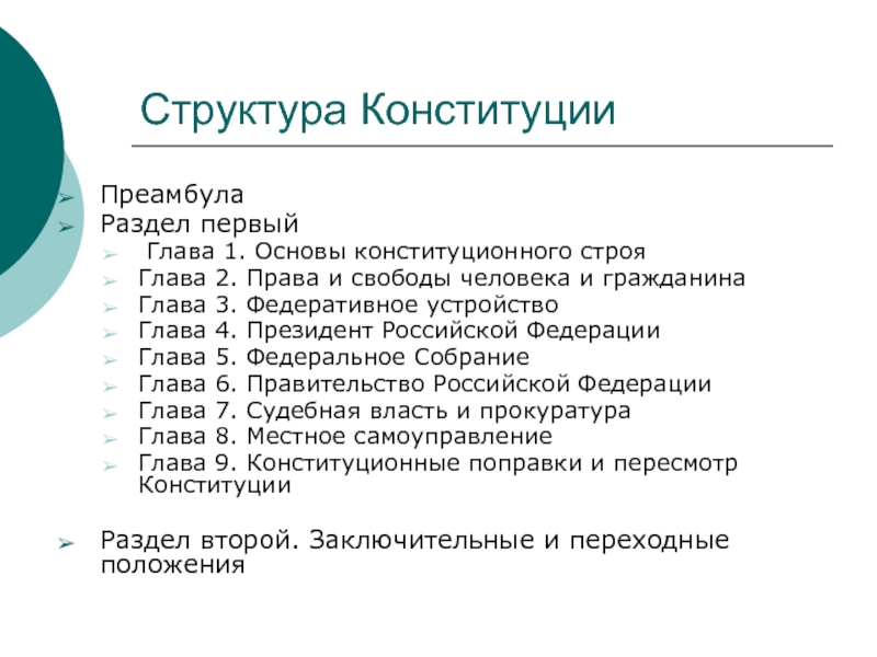 Содержание конституции 1993 г