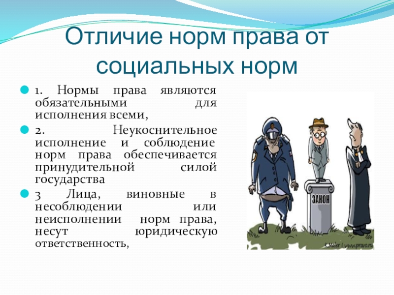 Правовые нормы в отличие от социальных норм