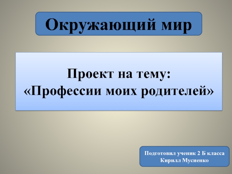 Презентация профессии 2 класс