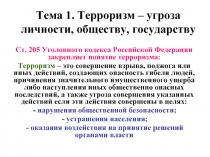 Терроризм – угроза личности, обществу, государству