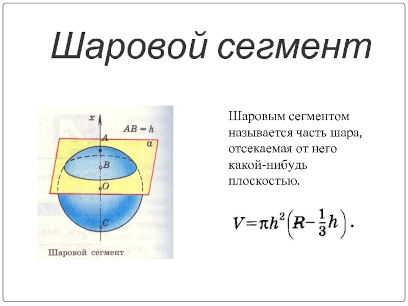 Части шара. Площадь полной поверхности шарового сегмента. Шаровой сегмент формулы. Шар и его части. Шаровой сегмент геометрия.