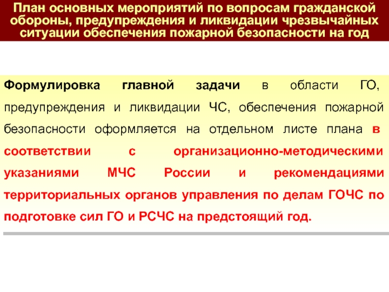 План основных мероприятий по го и чс для организации на 2017 год