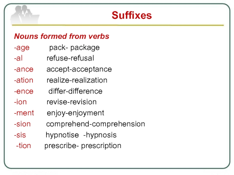 Form nouns from the words in bold