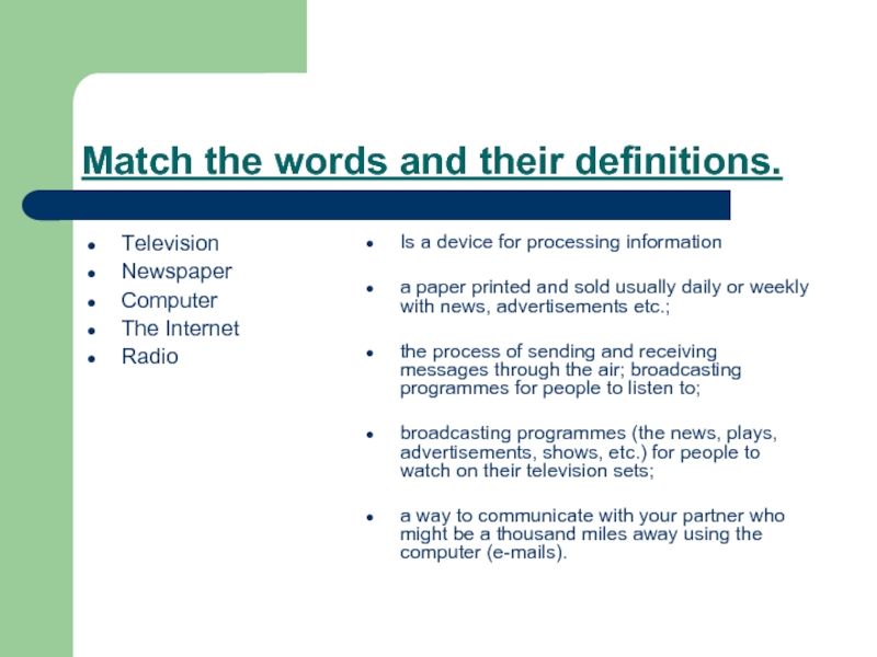Match topic. Match the Words and their Definitions. Средства массовой информации на английском языке. Mass Media Vocabulary. Mass Media Definition.