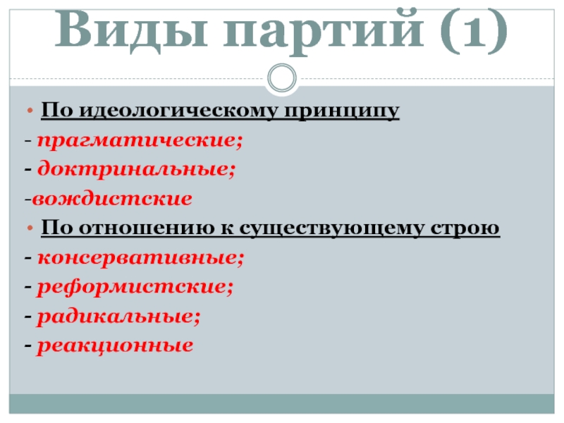 Консервативно реакционные. Доктринальные политические партии. Типы партий по идеологическому принципу. Прагматические партии это. Радикальные реформистские консервативные.