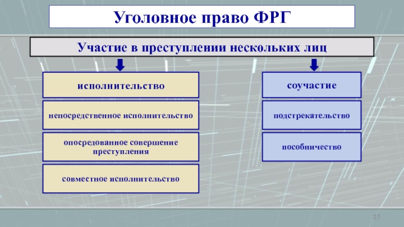 Совершено несколько. ФРГ уголовное право. Непосредственное исполнительство. Уголовное право зарубежных стран презентация. Уголовное право Германии презентация.