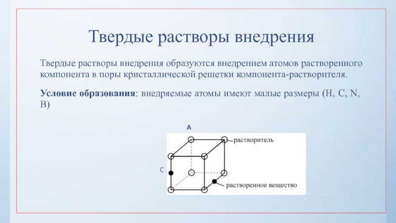 Твердый раствор образуется. Условия образования твердых растворов. Поры в кристаллической решетке. Твердые растворы внедрения условия образования. Размеры пор в кристаллической решетке.