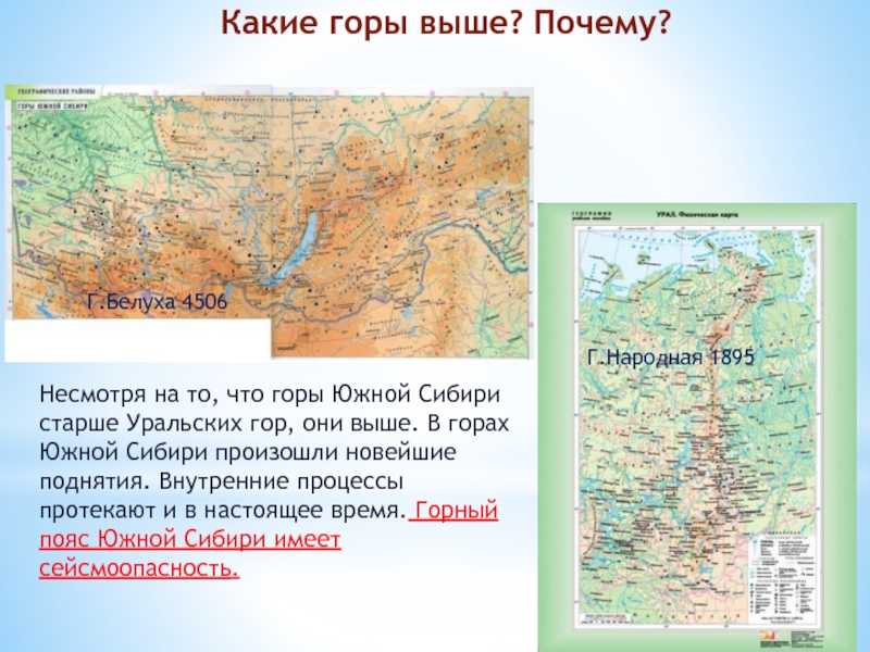 Характеристика гор южной сибири по плану