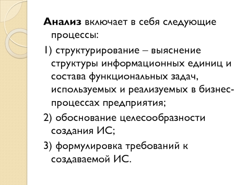 Включи анализ. Жанре включает следующее процессы.