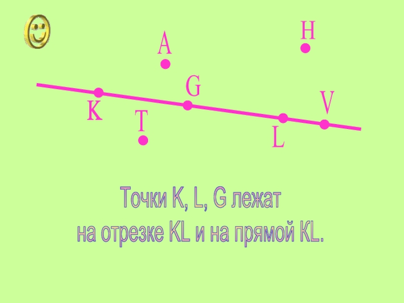 KLAVGHTТочки K, L, G лежатна отрезке KL и на прямой КL.