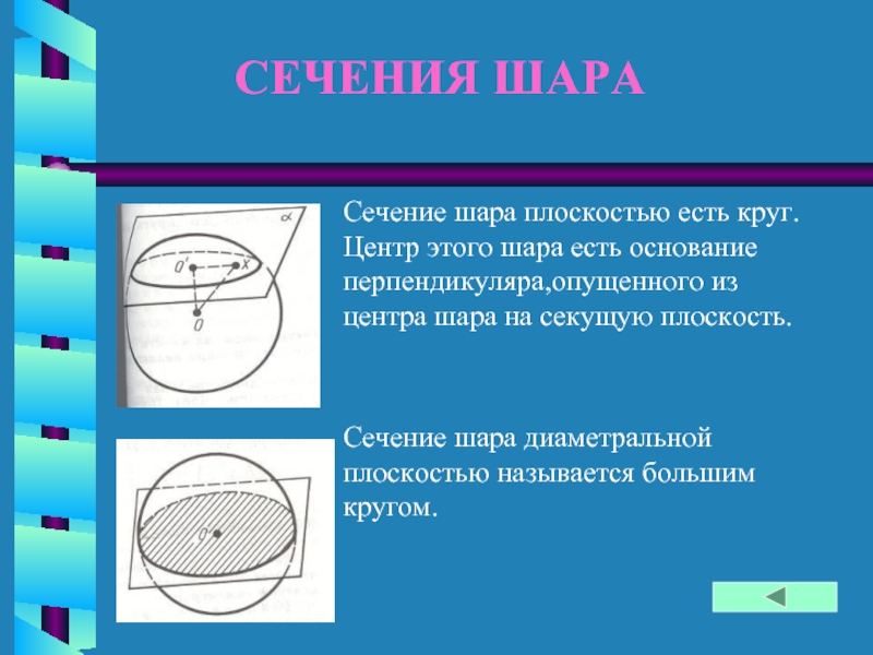 Какая плоскость называется диаметральной плоскостью шара что такое большой круг сделать рисунок