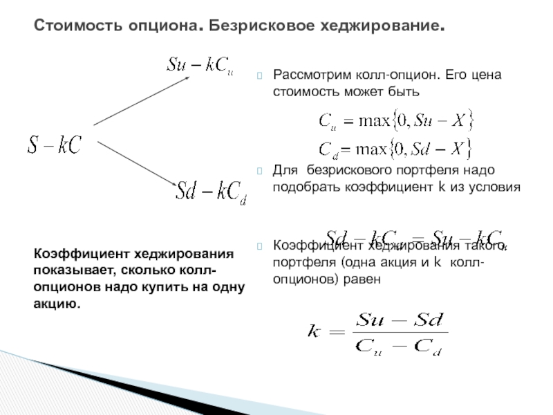 Определить рассматривать. Коэффициент хеджирования. Коэффициент хеджирования формула. Коэффициент хеджирования для акций. Текущая стоимость колл-опциона.