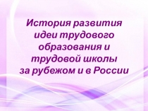 История развития идеи трудового образования и трудовой школы за рубежом и в