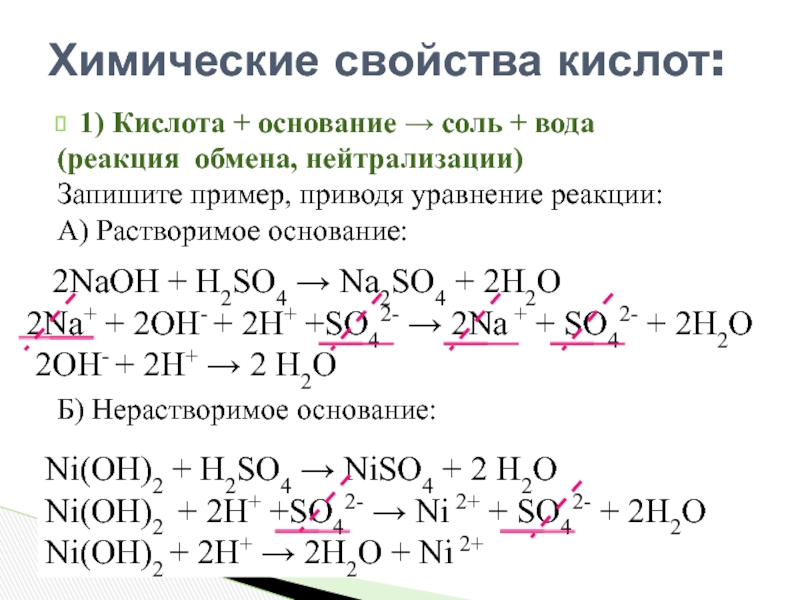 Химические свойства кислот и их применение